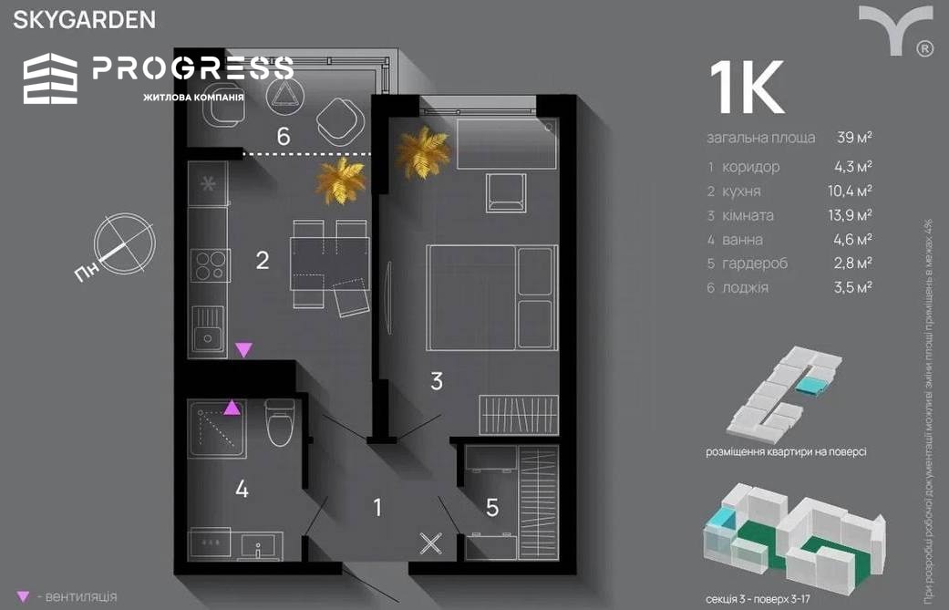 Продаж 1-кімнатної квартири ЖК SKYGARDEN 2